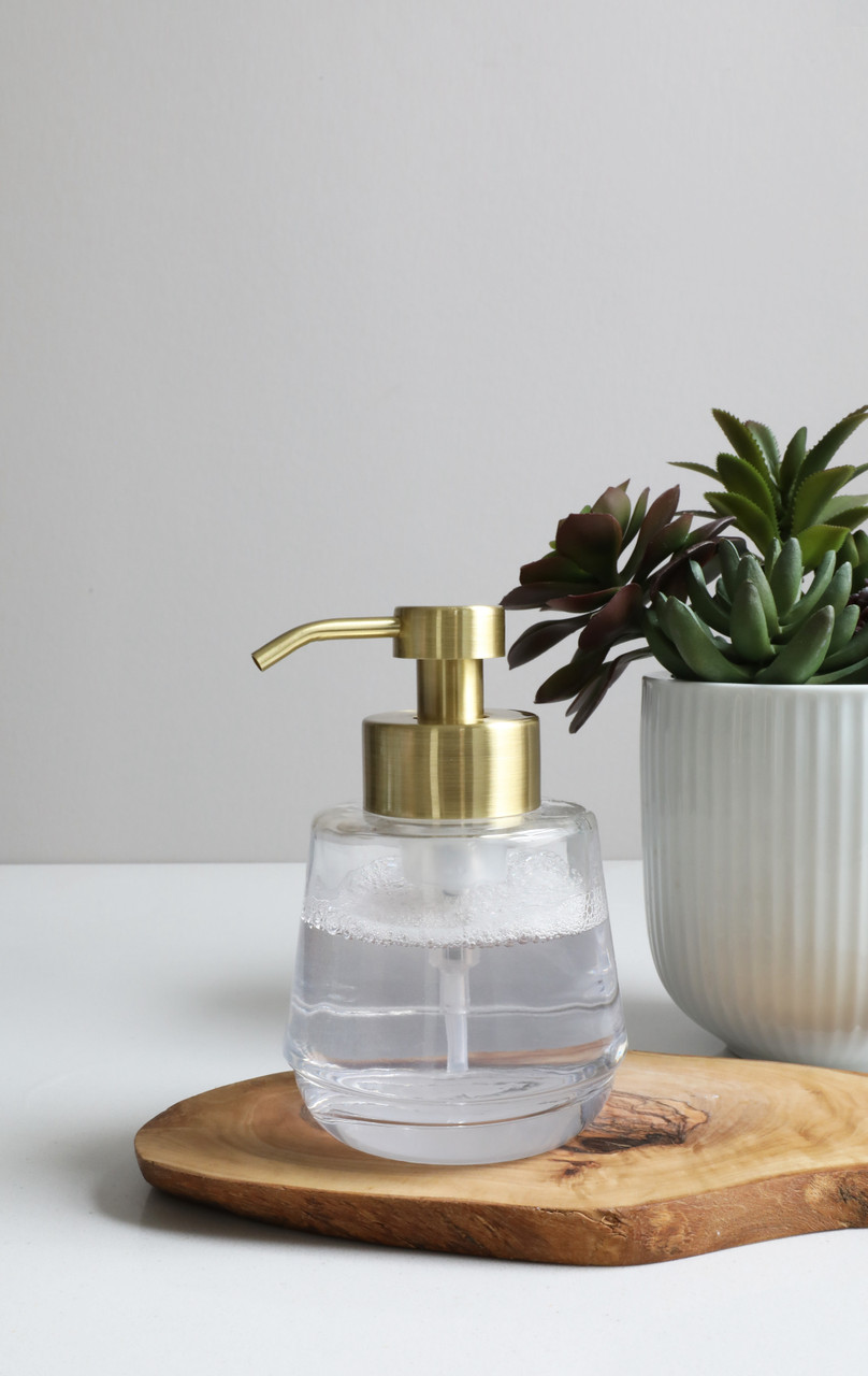 Gold Foaming Soap Dispensers Bõl Glass Foam Soap Dispenser with Gold