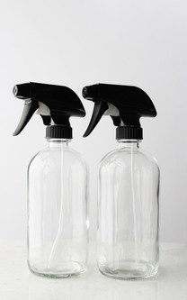 Glass Spray Bottle w/ Black Spray Nozzle - 2 Pack