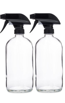 Refillable Clear Glass Cleaning Spray Bottle - With Silicone Sleeve (16 OZ)  - RAIL19