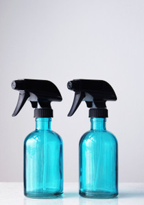 Beach Blue Glass Spray Bottle w/ Black Spray Nozzle