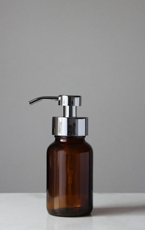 Amber Apothecary Glass Foam Soap Dispenser with Chrome Pump