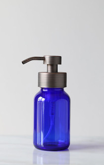 Blue Apothecary Glass Foaming Soap Dispenser with Bronze Pump