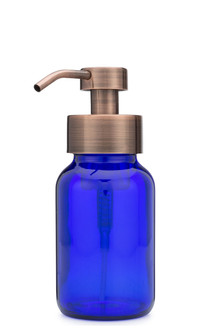 Blue Apothecary Glass Foaming Soap Dispenser with Copper Pump
