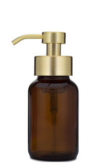 Amber Apothecary Glass Foaming Soap Dispenser with Gold Pump