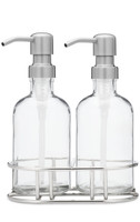 Perfect Pair Glass Clear Soap Dispenser Set with Chrome Caddy