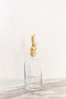 Small Glass Mouthwash Dispenser w/Self Pour Spout Gold