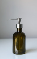 Forest Green Glass Lotion Soap Dispenser with Metal Pump