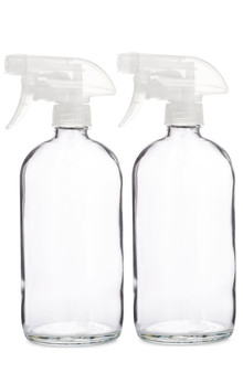 Glass Spray Bottle w/ Clear Spray Nozzle - 2 Pack