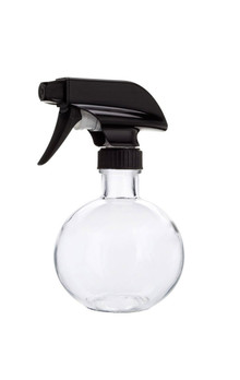 Round Recycled Glass Spray Cleaner Bottle with Black Spray Nozzle