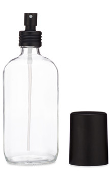 Apothecary Glass Mist Bottle with Black Aluminum Sprayer + Black Cap