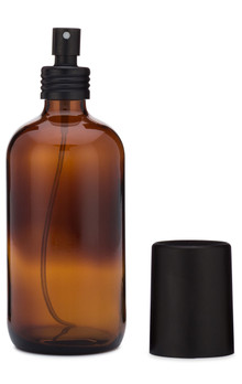 Apothecary Amber Glass Mist Bottle with Metal Black Aluminum Mist Nozzle w/ Cap