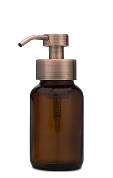 Amber Apothecary Glass Foam Soap Dispenser with Copper Pump