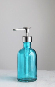 Beach Blue Glass Lotion Soap Dispenser with Metal Pump