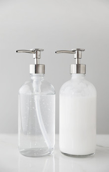 Market Clear Glass Soap Dispensers - Pair