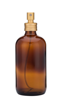 Apothecary Amber Glass Mist Bottle with Gold Aluminum Mist Nozzle