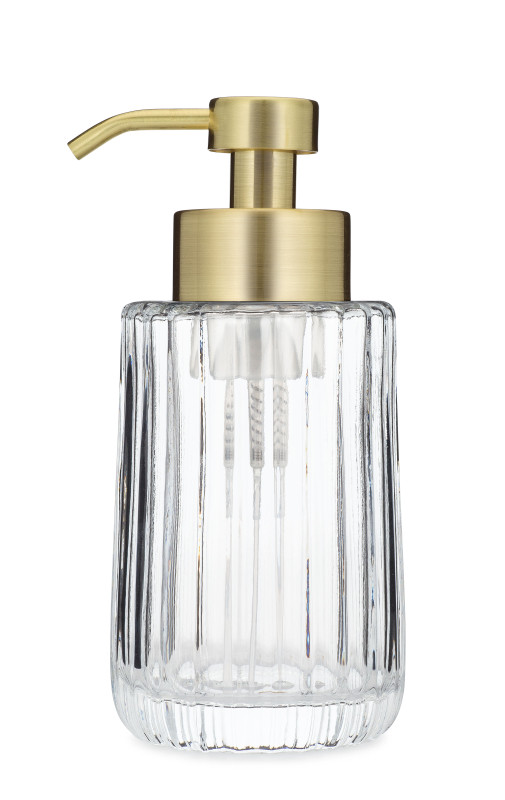 Foaming Soap Dispensers | Gold Flora Fluted Glass Foaming Soap ...