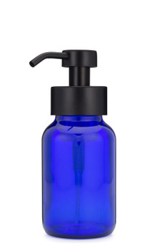 Blue Apothecary Glass Foaming Soap Dispenser with Black Pump