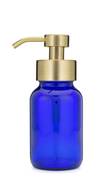 Blue Apothecary Glass Foaming Soap Dispenser with Gold Pump