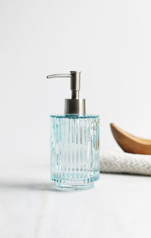 Parisian Blue Fluted Glass Soap Dispenser