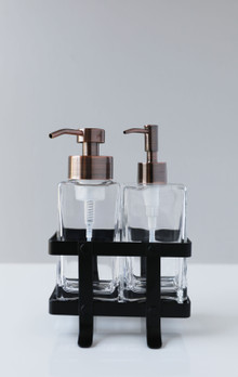 Modern Foaming Soap + Non-Foaming Soap Dispenser Set with Black Caddy