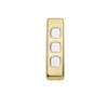 3 Gang Flat Plate Heritage Architrave Light Switches - Polished Brass Plate with White Rocker