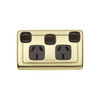 Classic Double GPO Flat Plate Heritage Power Point with Switch - Polished Brass with Brown Inserts 5807