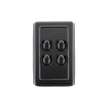 4 Gang Flat Plate Heritage Light Switches - Matt Black Toggle with Black Insert