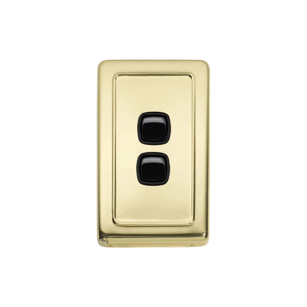 Black Rocker 2 Gang Flat Plate Switch - 5803BL