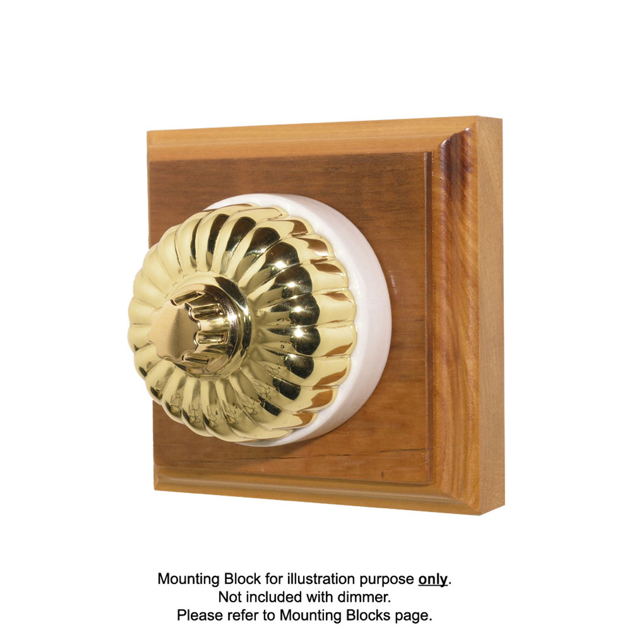 Classic Old Fluted Three Speed Fan Controller With White Porcelain Base - Polished Brass  20FC/3SP(W) PB