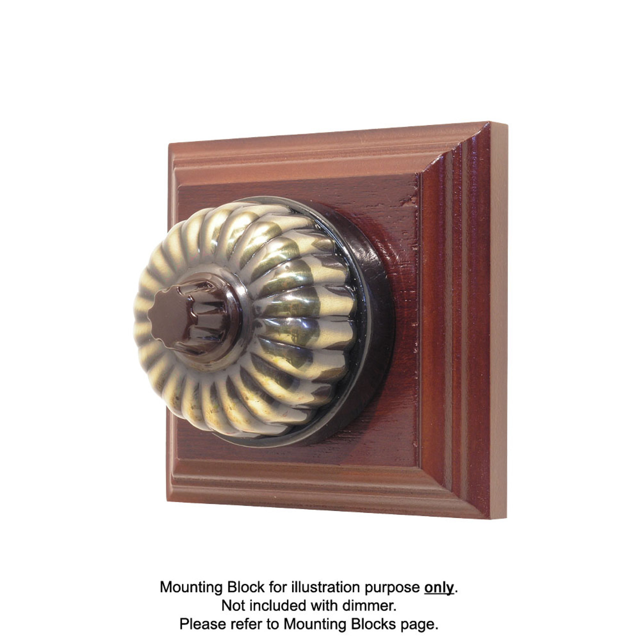  Antique Brass Classic Electric Universal/LED Dimmer Fluted with Black Porcelain Base - 20UD(B) AB