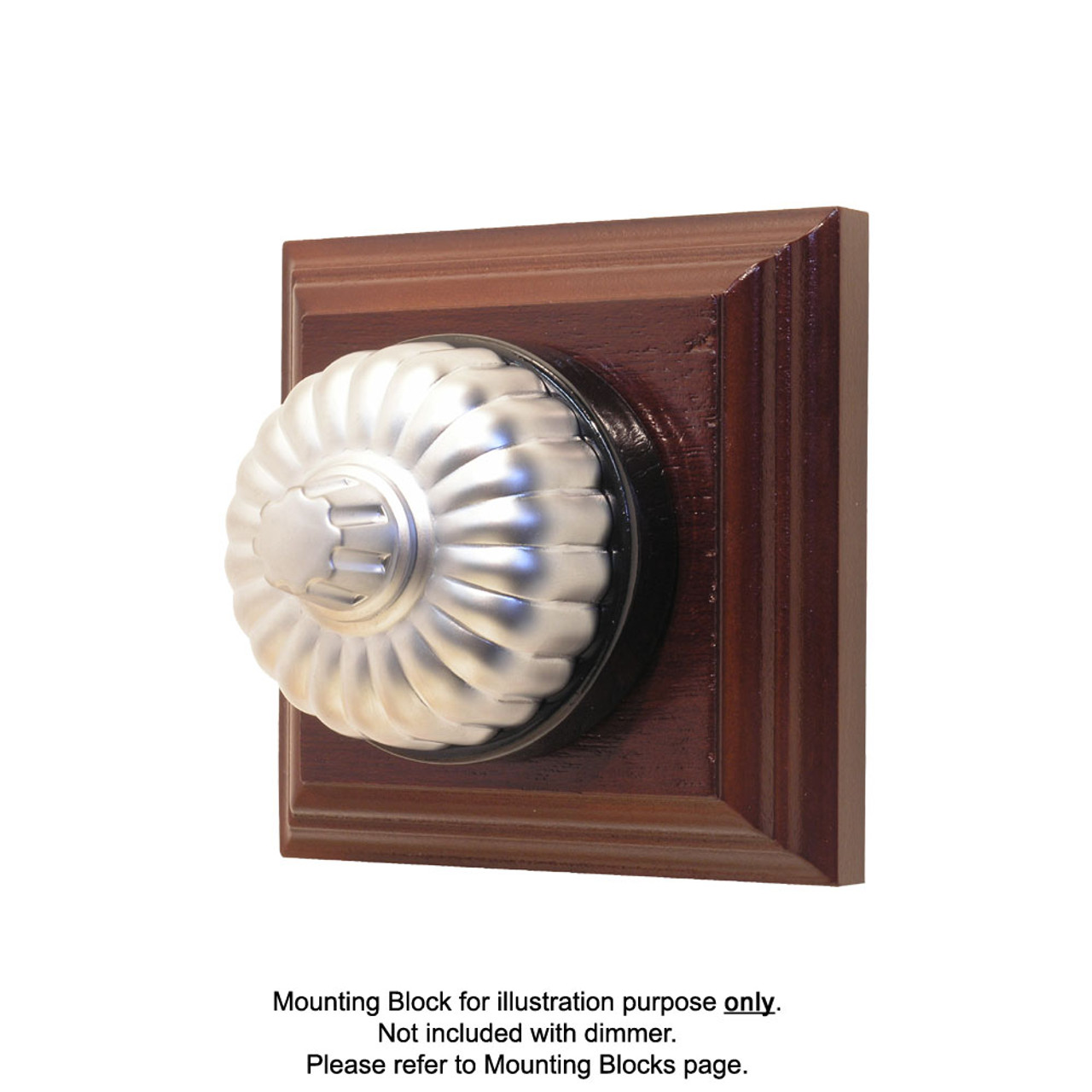 Heritage Classic Electric Universal/LED Dimmer Fluted with Black Porcelain Base - Satin Chrome  20UD(B) SAT