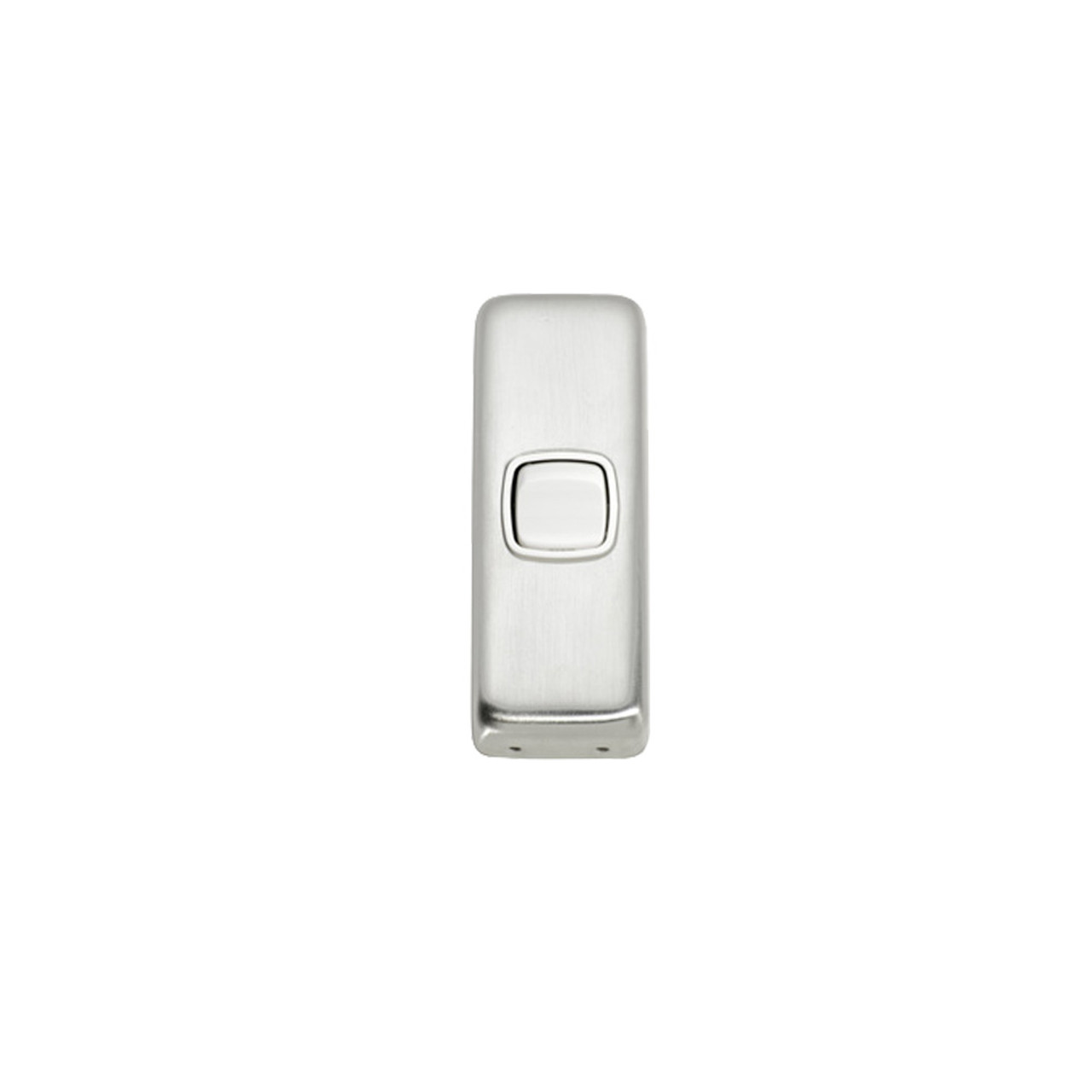 1 Gang Flat Plate Heritage Architrave Light Switches - Satin Chrome Plate with White Rocker