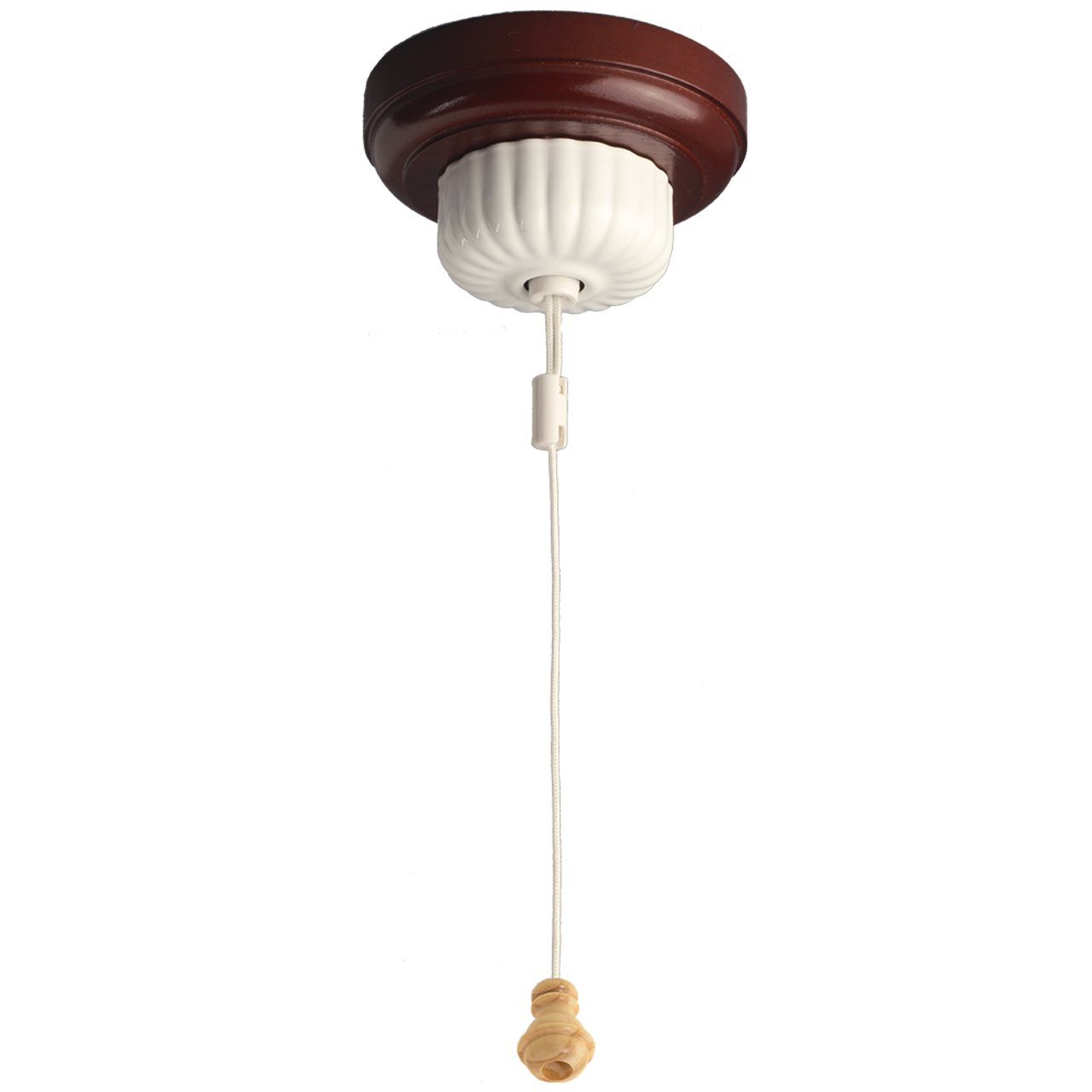 Fluted Ceiling Pull Switch White Timber Cord Weight