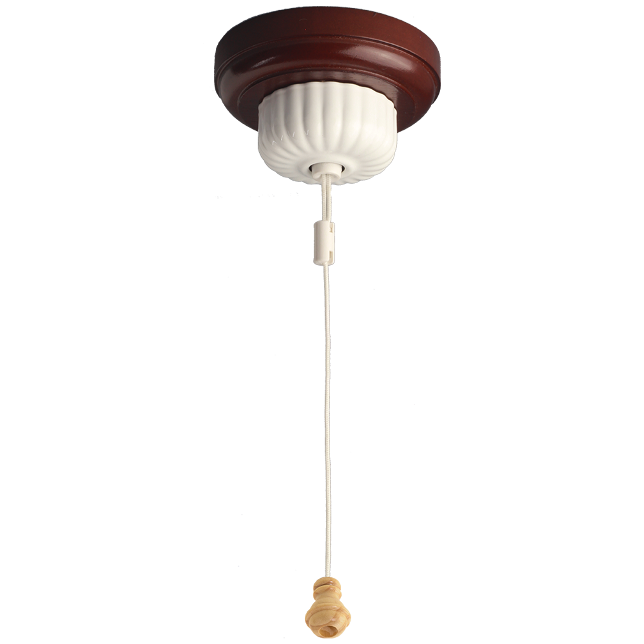 Fluted Ceiling Pull Switch White Timber Cord Weight