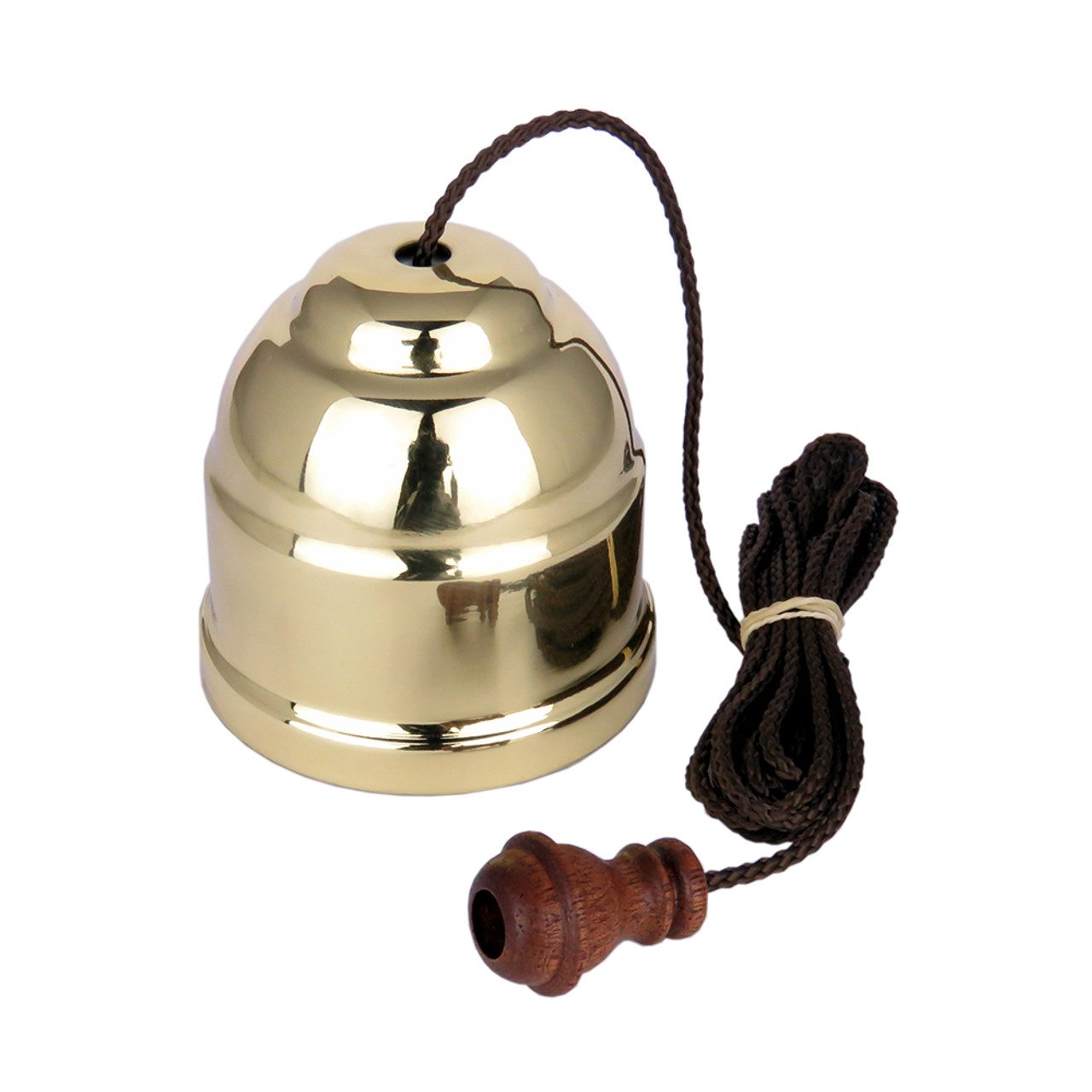 Polished Brass Ceiling Switch with Cedar Cord Weight and Brown Cord
