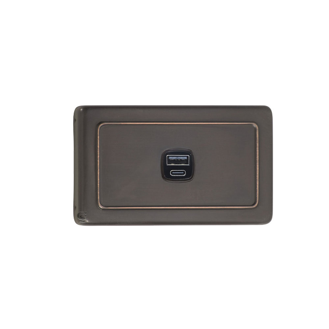 Antique Copper USB Outlet Horizontal Aspect