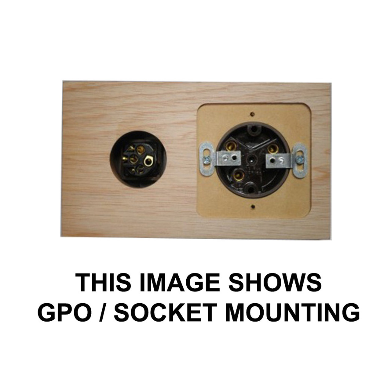 Bungalow GPO/Power Outlet Cedar Stained Mounting Block - 2 Gang Oblong - 12POC