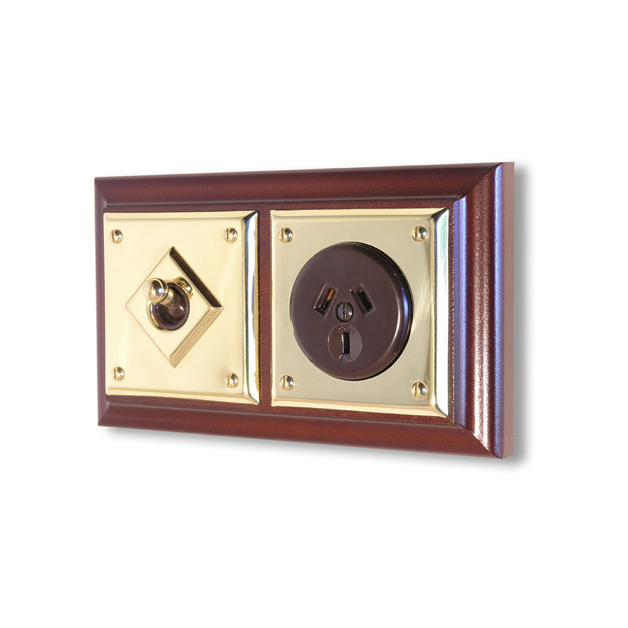 Bungalow Socket - Brown Socket with Brass Cover