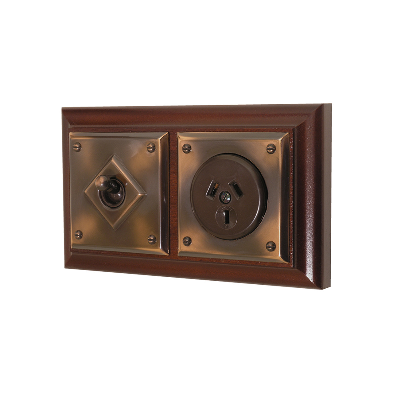 Bungalow Socket - Brown Socket with Florentine Bronze  Cover