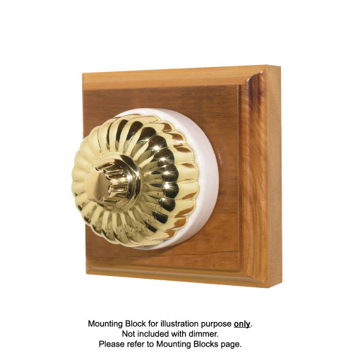 Heritage Classic Electric Universal/LED Dimmer Fluted with White Porcelain Base - Brass  20UD(W) PB