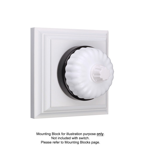 White on Black Porcelain Base Heritage Fluted Dimmers - 20UDPCWB