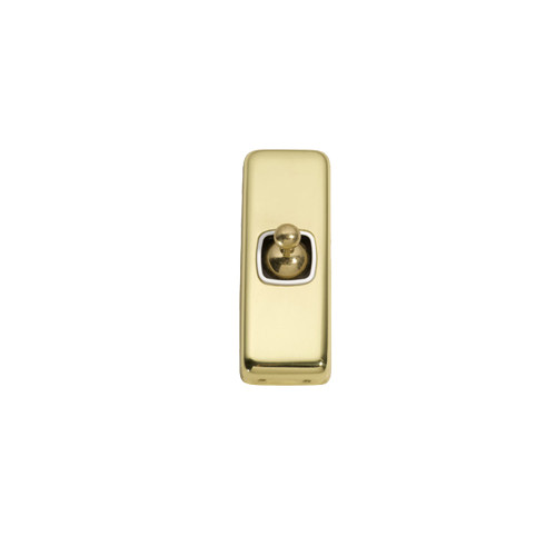 1 Gang Flat Plate  Heritage Architrave Light Switches - Brass Toggle with White Base - 59500