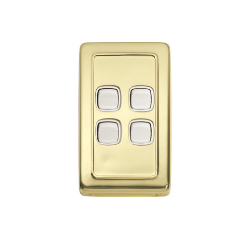 2 Gang Flat Plate Heritage Light Switch Polished Brass Plate with