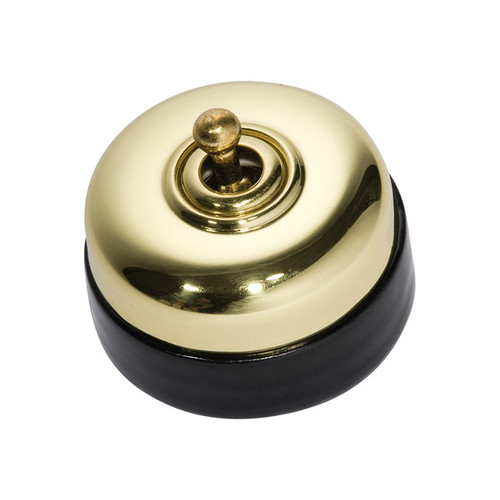 Nostalgic Porcelain Base Switch with Polished Brass Cover 5150