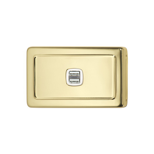 Polished Brass USB Outlet Horizontal Aspect