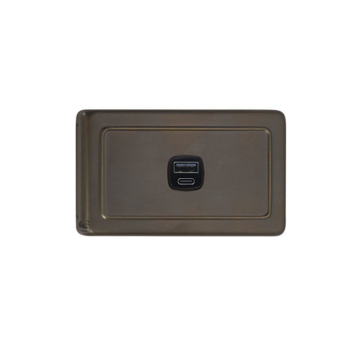 Antique Brass USB Outlet Horizontal Aspect Antique Brass USB Outlet Horizontal Aspect