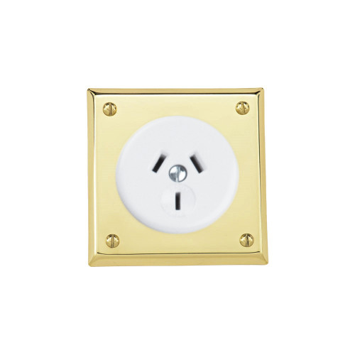 Bungalow Socket - White Socket with Brass Cover