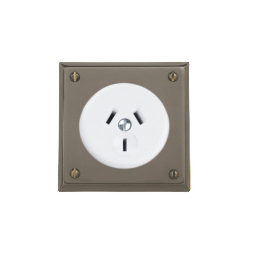 Bungalow Socket - White Socket with Non-Relieved Bronze  Cover