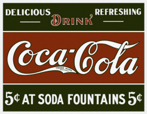 COKE - 5 Cents at Fountain Tin Sign *NEW*