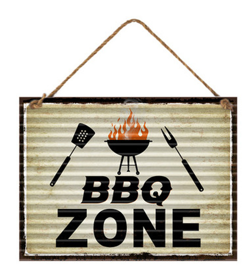 Signs - Metal Sign Corrugated BBQ Zone 30x40cm *NEW*